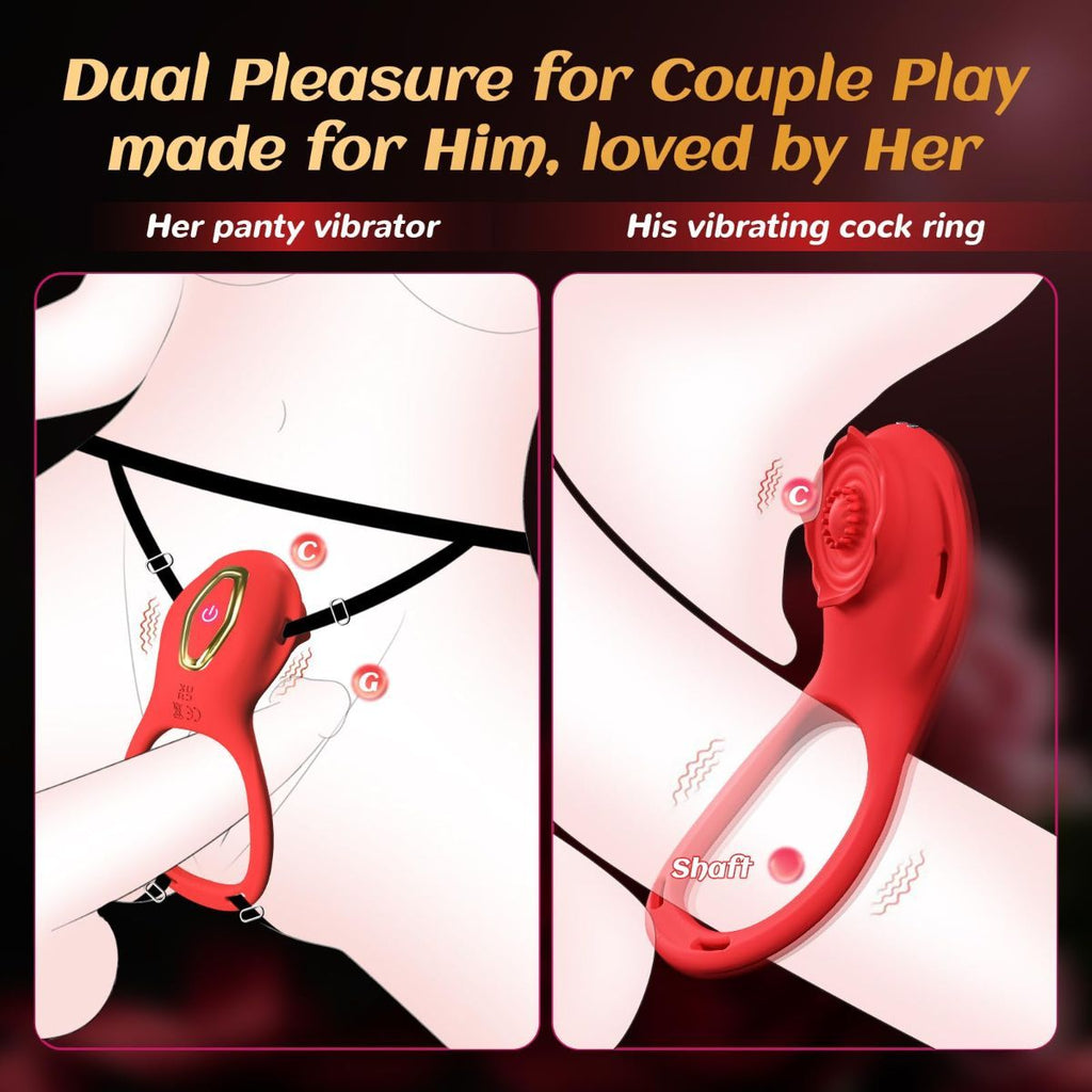 Couples Sex Toys App Remote Control Wearable Panty Vibrator, Rose Toy Vibrating Cock Ring with 10 Vibration Tapping Clit Stimulator Women Sex Toy, BDSM Vibrators for Men Sexual Pleasure Adult Toy
