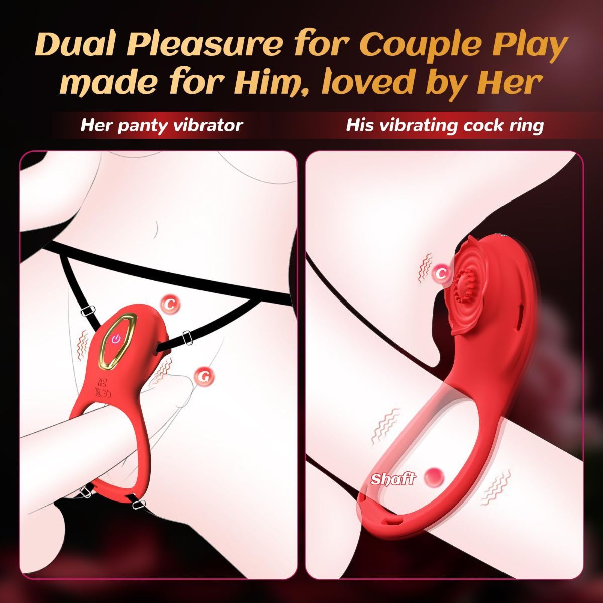 Couples Sex Toys App Remote Control Wearable Panty Vibrator, Rose Toy Vibrating Cock Ring with 10 Vibration Tapping Clit Stimulator Women Sex Toy, BDSM Vibrators for Men Sexual Pleasure Adult Toy