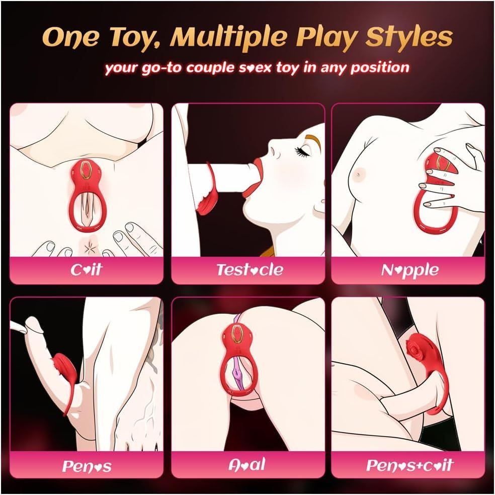 Couples Sex Toys App Remote Control Wearable Panty Vibrator, Rose Toy Vibrating Cock Ring with 10 Vibration Tapping Clit Stimulator Women Sex Toy, BDSM Vibrators for Men Sexual Pleasure Adult Toy
