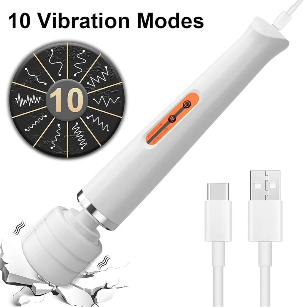 Vibrator - Dildo | Sex Toys for Couples - Sex Toys for Women - Sex Games - Sex Toys - Adult Sex Products - Powerful Vibrator, 10 Speeds, Nipple and Clitoris Stimulation - Electric Plug-In Massager (White)