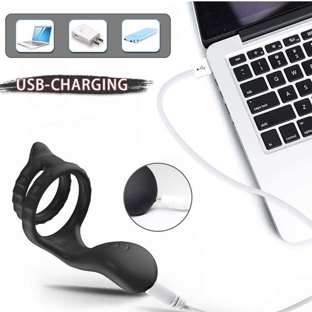 Vibrating Cock Ring - Silicone Penis Ring - Sex Toys for Couples - Sex Toys for Men and Couples - Silicone Penis Ring and Ball Stretcher Sex Toys for Men Self-Jerking Off