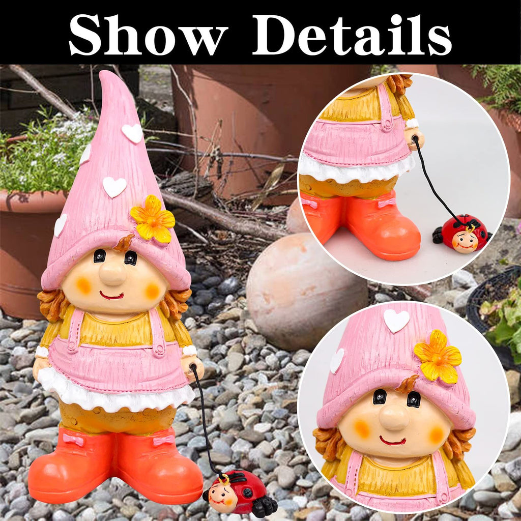Garden Gnome Outdoor Decoration Statue Naughty Couple Sculpture Decor for Indoor Lawn Yard Patio Ornaments Resin (Gnome Girl)
