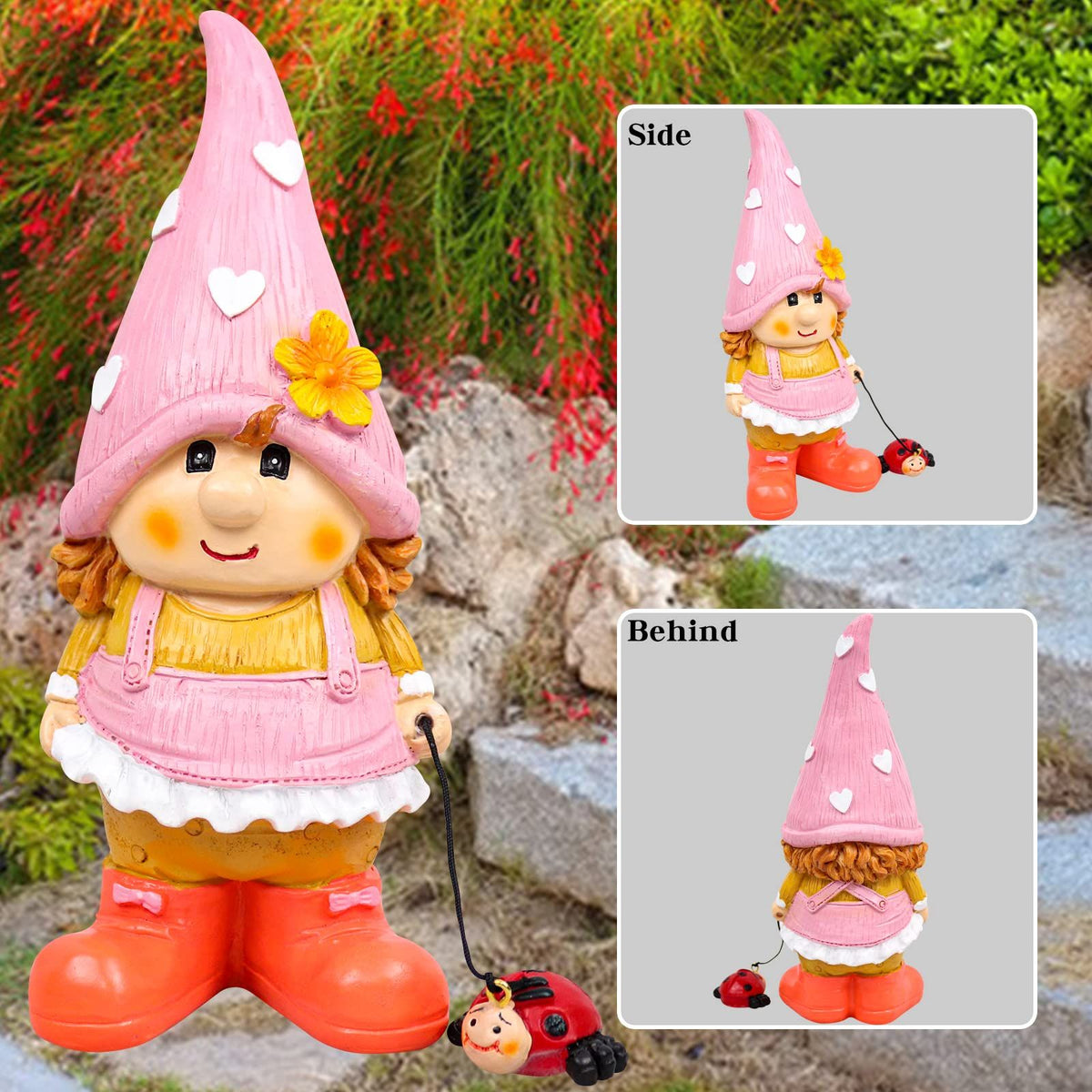 Garden Gnome Outdoor Decoration Statue Naughty Couple Sculpture Decor for Indoor Lawn Yard Patio Ornaments Resin (Gnome Girl)