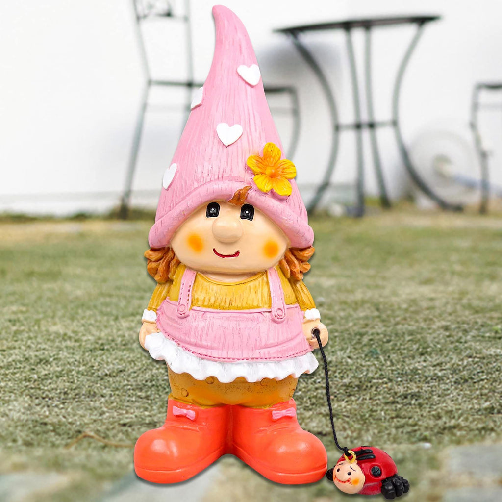 Garden Gnome Outdoor Decoration Statue Naughty Couple Sculpture Decor for Indoor Lawn Yard Patio Ornaments Resin (Gnome Girl)
