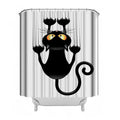 Naughty Cat Scratching The Wall with His Paws Grumpy Feline Humorous Kitten Graphic, Cloth Fabric Bathroom Decor Set with Hooks