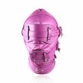 House Of Dasein Pink Blue Fetish Full Hood With Mouth Dildo Gag Bdsm Bondage Sex Mask - Rose Red - 5Cm