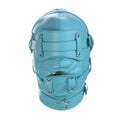 House Of Dasein Pink Blue Fetish Full Hood With Mouth Dildo Gag Bdsm Bondage Sex Mask - Blue - 5Cm