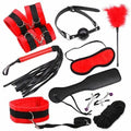 House Of Dasein Black Red 10Pcs Bondage Kit Bdsm Beginner Set Sex Toys For Couples - Red