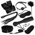 House Of Dasein Black Red 10Pcs Bondage Kit Bdsm Beginner Set Sex Toys For Couples - Black