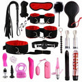 House Of Dasein Bdsm Beginner's Sex Toy Kit With Vibrator Nipple Suckers Restraints - Black Red