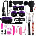 House Of Dasein Bdsm Beginner's Sex Toy Kit With Vibrator Nipple Suckers Restraints - Black Purple