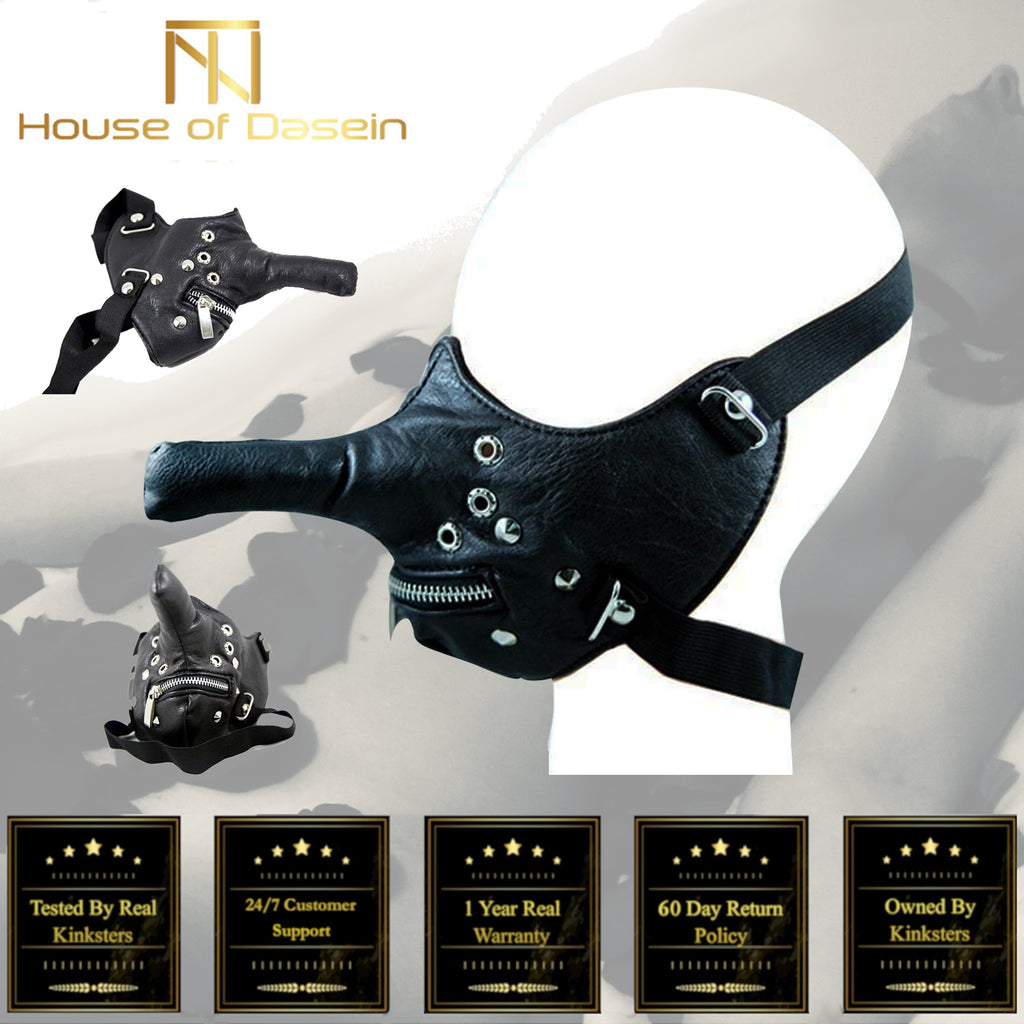 House Of Dasein Bdsm Humiliation Play Long Nose Mask Bondage Gear Sex Toys For Couples - Black