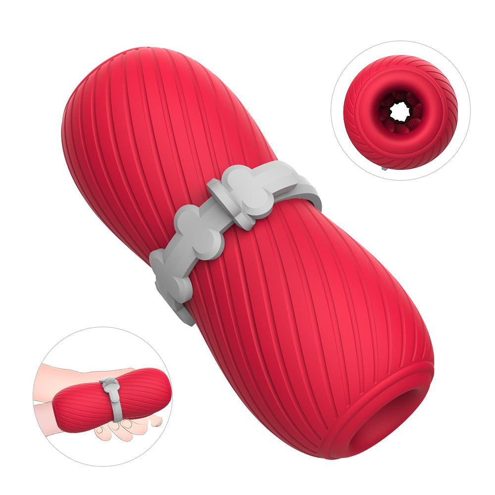 House Of Dasein Sihande S367 Dual-Channel Adjustable Elastic Band Internal Spiral Texture Stimulating Male Masturbator - Red