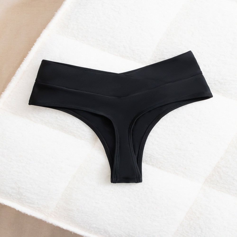 Sexy Cross Bikini Bottoms Thong For Women - Black - M
