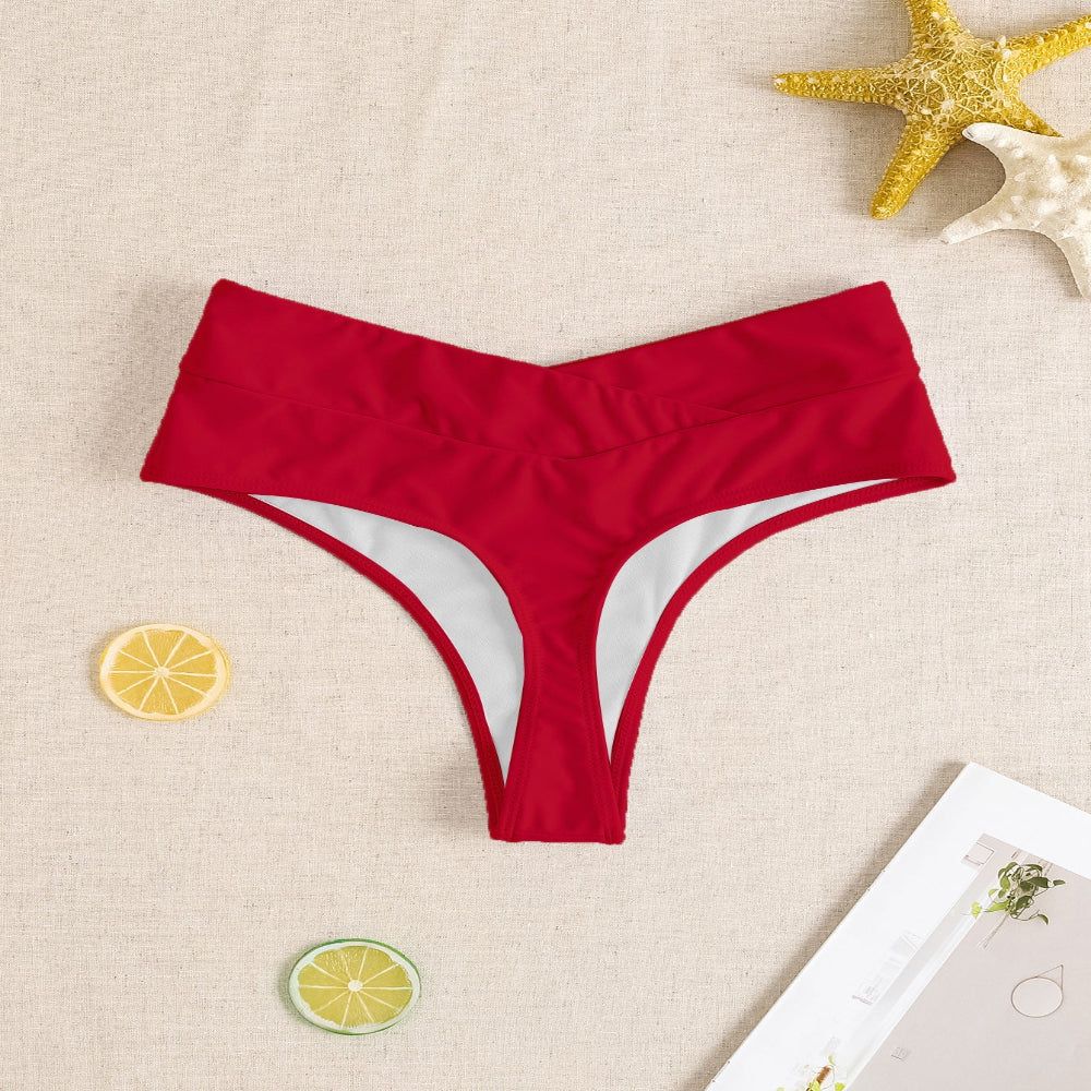 Sexy Cross Bikini Bottoms Thong For Women - Red - L