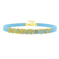 House Of Dasein Sexy Gold Color Letters Daddys Toy Choker Collar Necklace Men Women Ddlg Role Age Play Suede Leather Chocker Cosplay Jewelry - Sky Blue - 40Cm Plus 7Cm - 1-10 Custom Letters