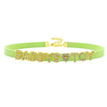 House Of Dasein Sexy Gold Color Letters Daddys Toy Choker Collar Necklace Men Women Ddlg Role Age Play Suede Leather Chocker Cosplay Jewelry - Grass Green - 40Cm Plus 7Cm - 1-10 Custom Letters