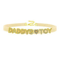 House Of Dasein Sexy Gold Color Letters Daddys Toy Choker Collar Necklace Men Women Ddlg Role Age Play Suede Leather Chocker Cosplay Jewelry - Beige - 40Cm Plus 7Cm - Daddys Toy