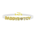 House Of Dasein Sexy Gold Color Letters Daddys Toy Choker Collar Necklace Men Women Ddlg Role Age Play Suede Leather Chocker Cosplay Jewelry - White - 40Cm Plus 7Cm - Daddys Toy