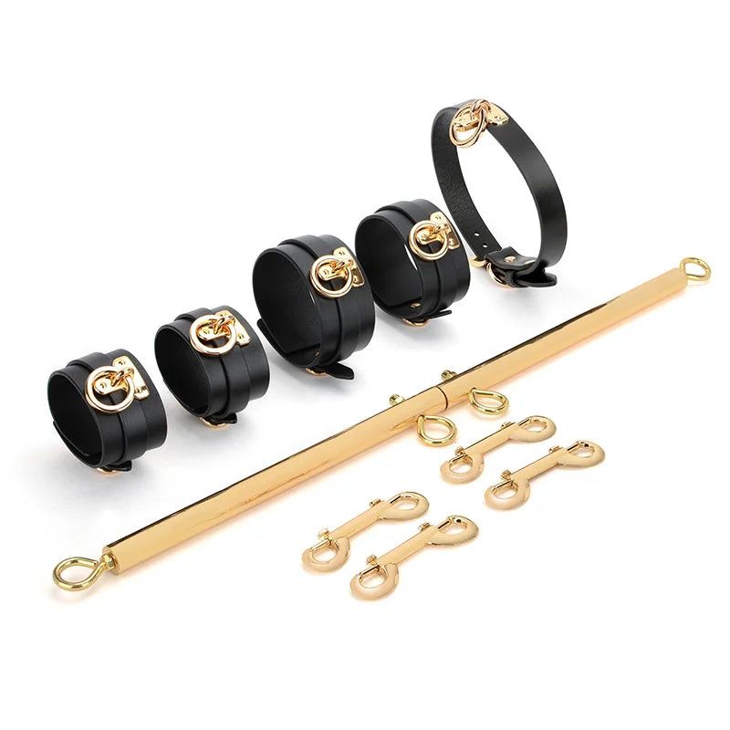House Of Dasein Bdsm Spreader Bar With Handcuffs Ankle Cuffs Fetter Collar Sex Toys For Women Harness Acc Slave Restraints Restaint Game - A Set(With Bondage )
