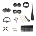House Of Dasein Bondage Kits Adult Toys Bdsm Set Handcuffs Whip Restraint - Black Set With Bag