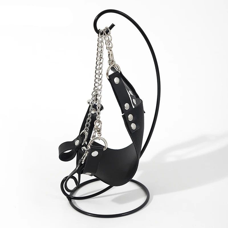 House Of Dasein Bdsm Bondage Collar Soft Leather And Iron Chain Link Metal Hole Slave Collars For Women Sex Toys Couples Restraints - Swing Frame
