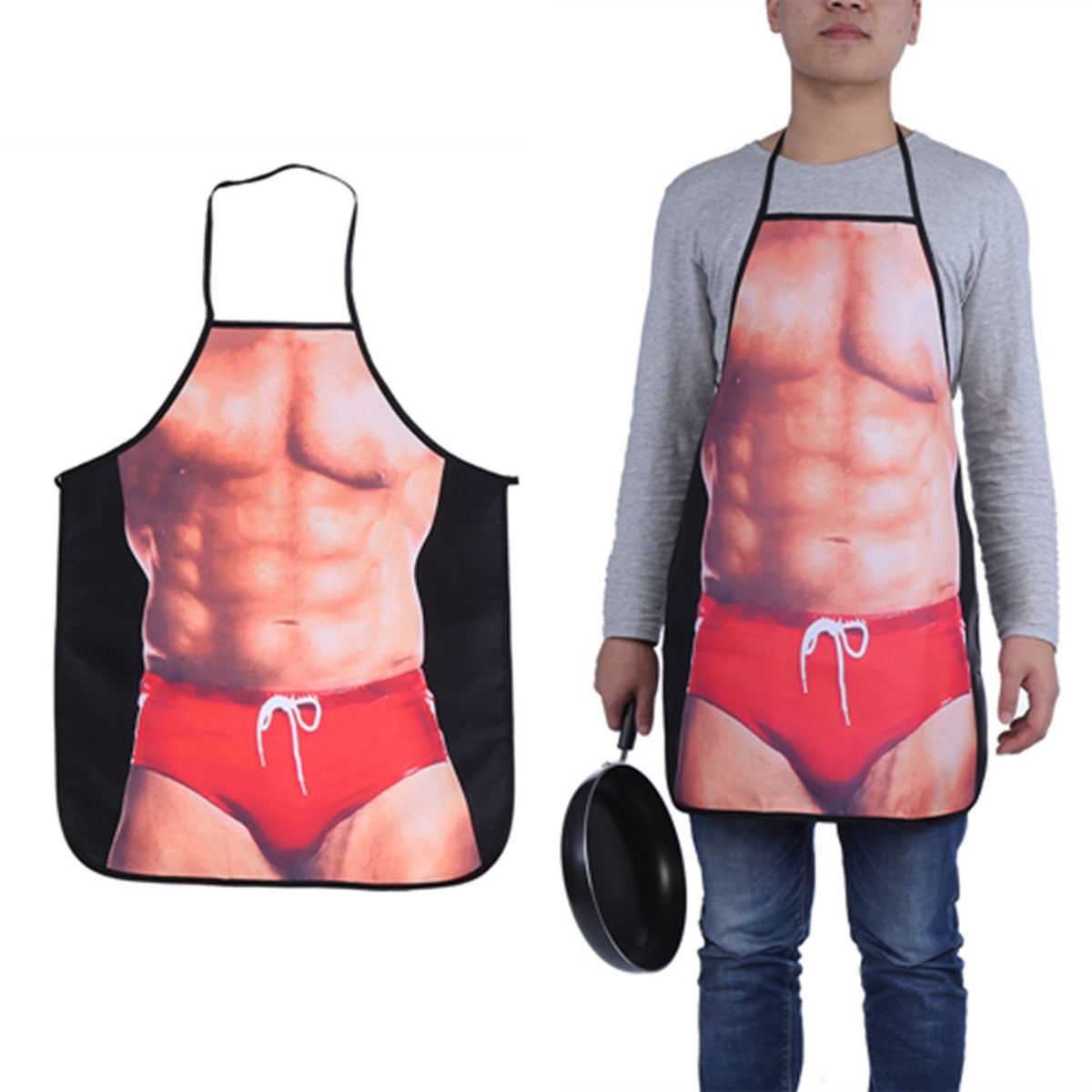 3D Funny Cooking Apron Sexy Man Woman Apron Waterproof Apron (Sexy Man)