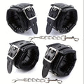 Padded Faux Leather Sex Cuffs, BDSM Bondage Restraints Toys Bondage Handcuffs and Ankle Cuffs for Sex(Handcuffs and Ankle Cuffs Set, Black)