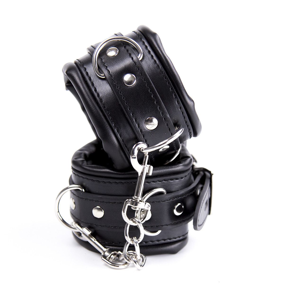 Padded Faux Leather Sex Cuffs, BDSM Bondage Restraints Toys Bondage Handcuffs and Ankle Cuffs for Sex(Handcuffs and Ankle Cuffs Set, Black)