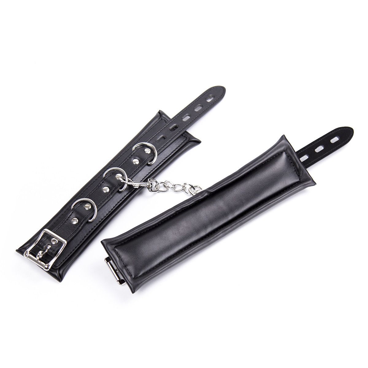 Padded Faux Leather Sex Cuffs, BDSM Bondage Restraints Toys Bondage Handcuffs and Ankle Cuffs for Sex(Handcuffs and Ankle Cuffs Set, Black)