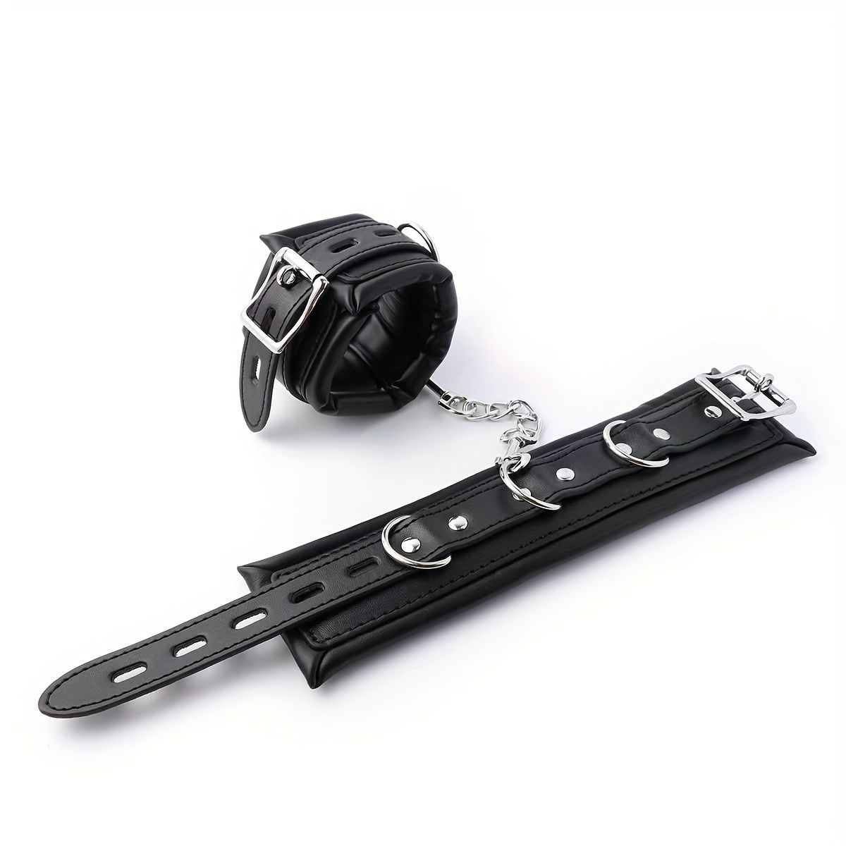 Padded Faux Leather Sex Cuffs, BDSM Bondage Restraints Toys Bondage Handcuffs and Ankle Cuffs for Sex(Handcuffs and Ankle Cuffs Set, Black)