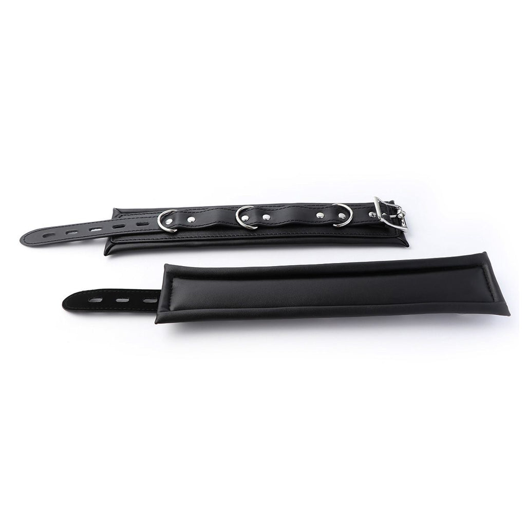 Padded Faux Leather Sex Cuffs, BDSM Bondage Restraints Toys Bondage Handcuffs and Ankle Cuffs for Sex(Handcuffs and Ankle Cuffs Set, Black)