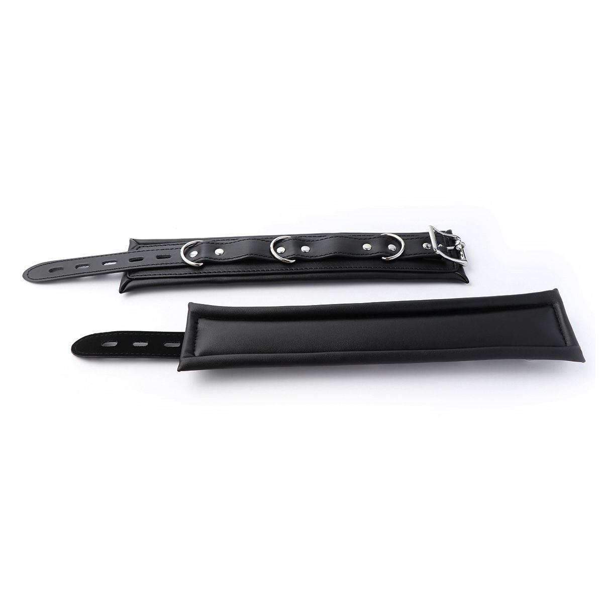 Padded Faux Leather Sex Cuffs, BDSM Bondage Restraints Toys Bondage Handcuffs and Ankle Cuffs for Sex(Handcuffs and Ankle Cuffs Set, Black)