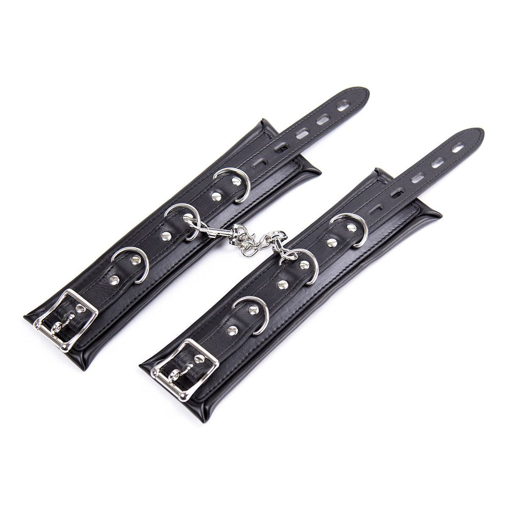 Padded Faux Leather Sex Cuffs, BDSM Bondage Restraints Toys Bondage Handcuffs and Ankle Cuffs for Sex(Handcuffs and Ankle Cuffs Set, Black)