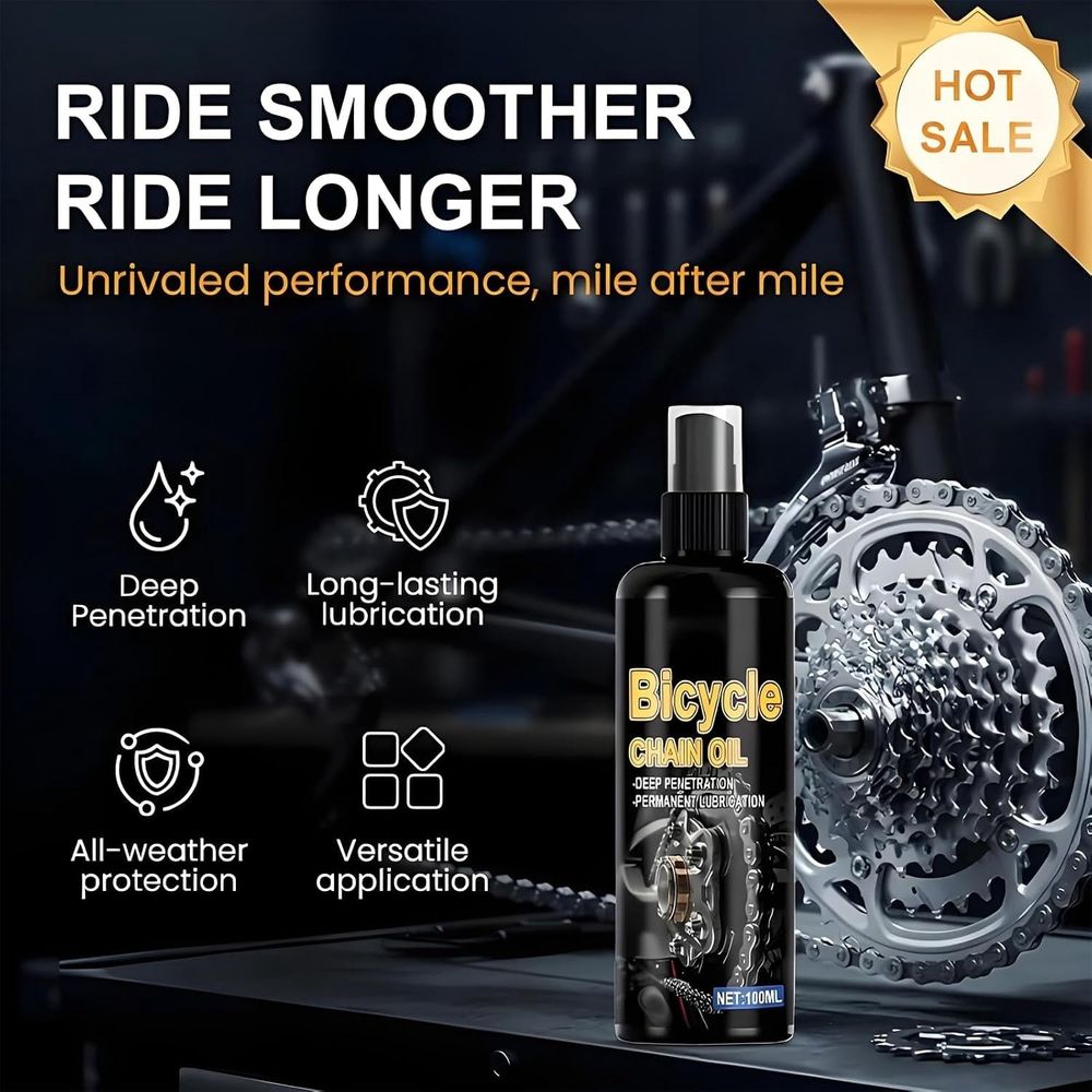 Rust-Resistant Bicycle Chain Lubricant, Multi-Purpose Lubricant Spray, Protects Against Wear, Reduces Friction, Fights Corrosion to Reduce Noise & Chainsuck
