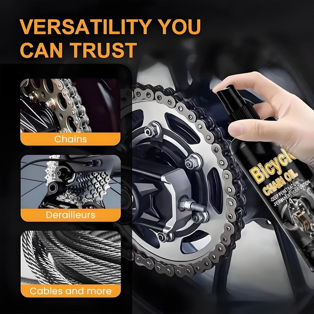 Rust-Resistant Bicycle Chain Lubricant, Multi-Purpose Lubricant Spray, Protects Against Wear, Reduces Friction, Fights Corrosion to Reduce Noise & Chainsuck