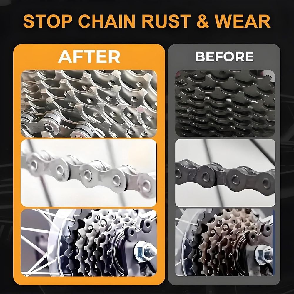 Rust-Resistant Bicycle Chain Lubricant, Multi-Purpose Lubricant Spray, Protects Against Wear, Reduces Friction, Fights Corrosion to Reduce Noise & Chainsuck