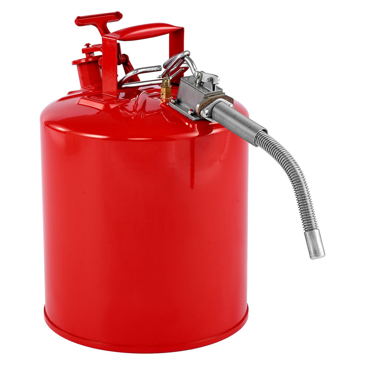Safety Gas Can, 19 L Type II Red Safety Can for Gasoline with Stainless Steel Flame Arrester, Self-Closing Lid, and Flexible Metal Spout, Carbon Steel Flammable Storage with Ergonomic Handle