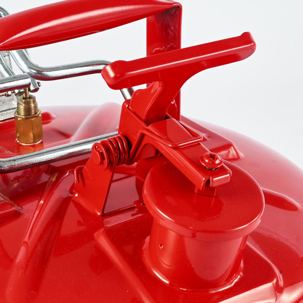 Safety Gas Can, 19 L Type II Red Safety Can for Gasoline with Stainless Steel Flame Arrester, Self-Closing Lid, and Flexible Metal Spout, Carbon Steel Flammable Storage with Ergonomic Handle