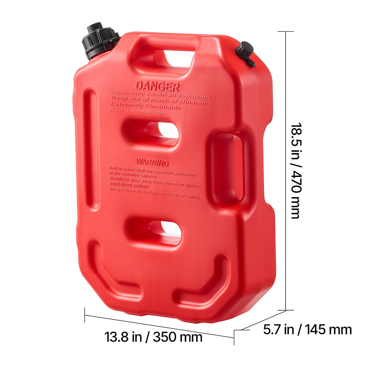Fuel Container, 10 L, Gas Can with Spout and Lockable Bracket, 15 L/min Max Flow Rate, Secure & Leak-proof, Portable Flat Fluid Container for Most Cars Motorcycle ATV UTV, Red