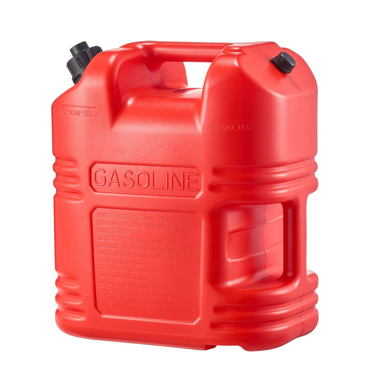 Fuel Container, 19 L, Gas Tank with Spout & Clear Scale, 15 L/min Max Flow Rate, Secure & Leak-proof, Portable Flat Fluid Container for Most Cars Motorcycle ATV UTV, Red, 1 Pack